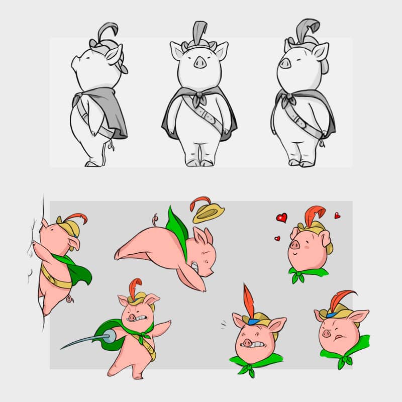 diseño de personaje cerdito