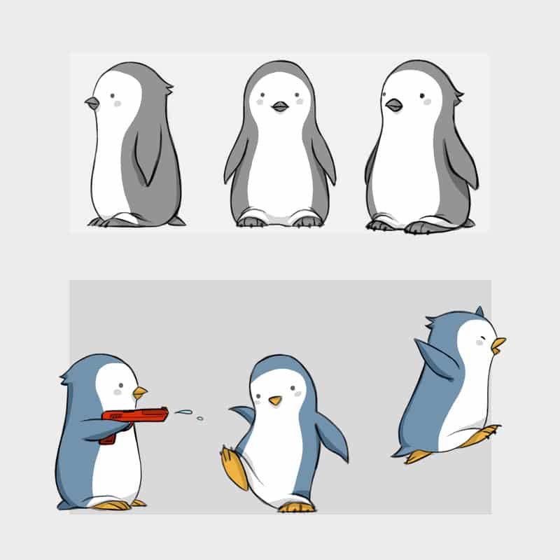 Pingüino diseño de personaje